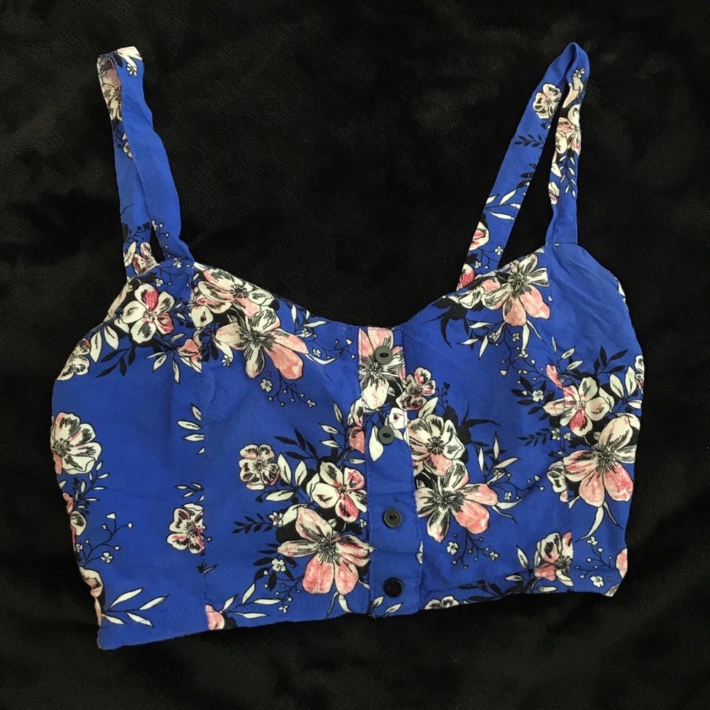 Blue Floral Crop Top